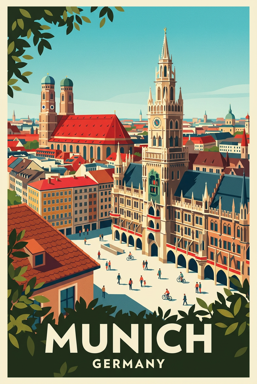 Poster de Munich, Marienplatz et Neues Rathaus | Afich