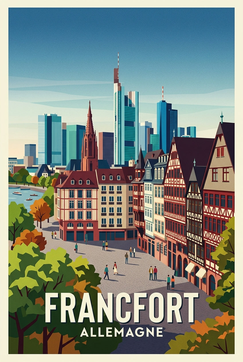 Affiche de Francfort, poster ville d'Allemagne | Afich