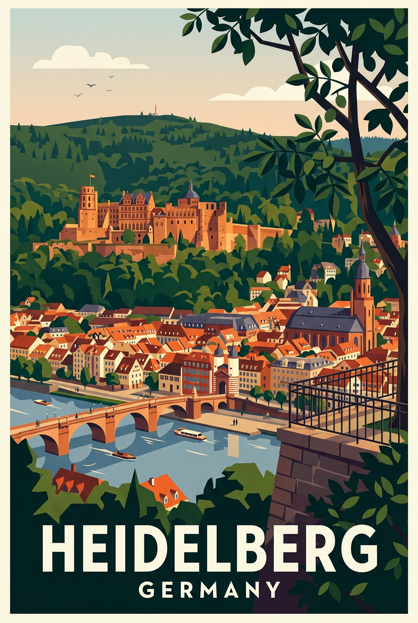 Affiche d'Heidelberg, poster ville d'Allemagne | Afich