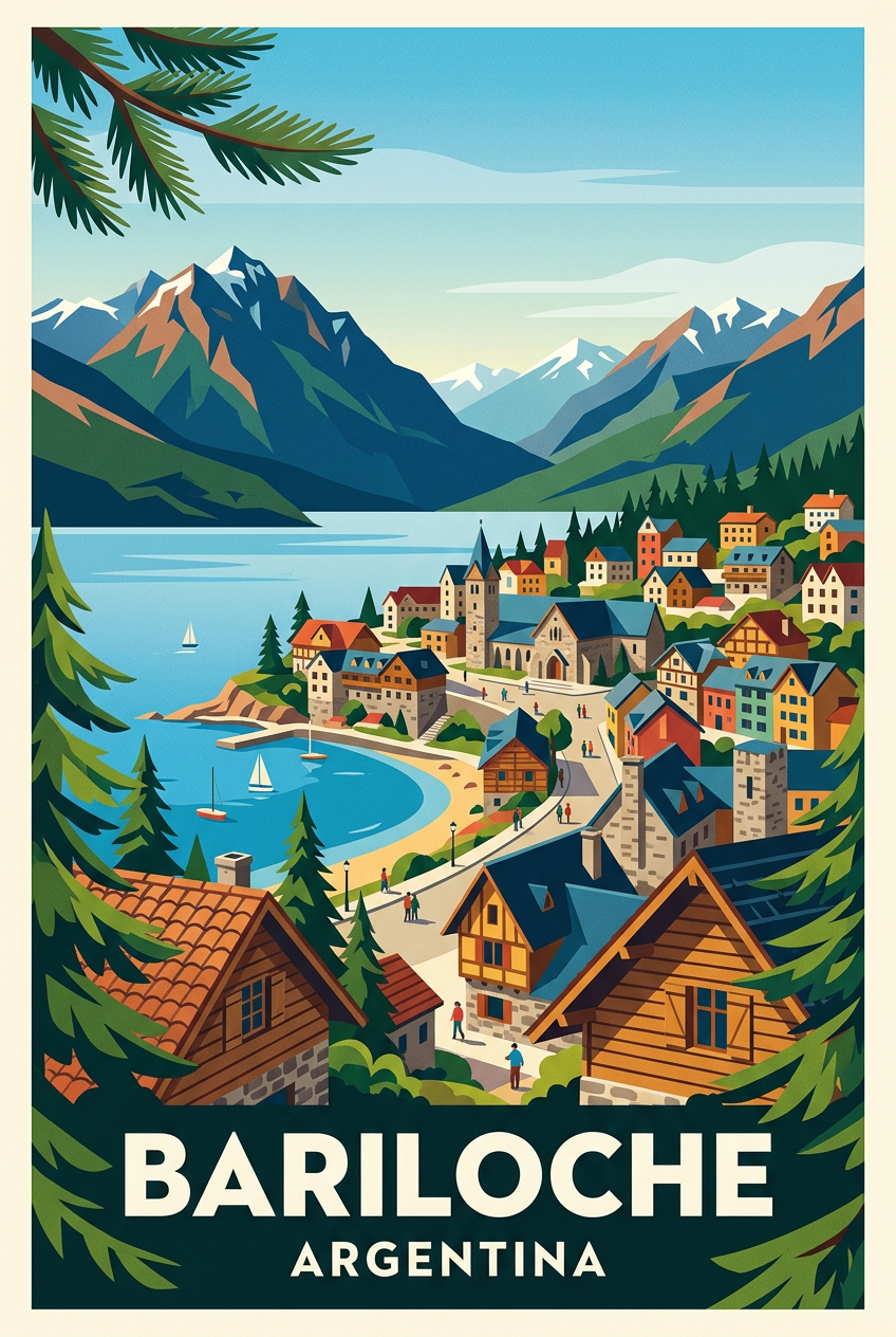 Affiche de Bariloche, poster village de Patagonie | Afich