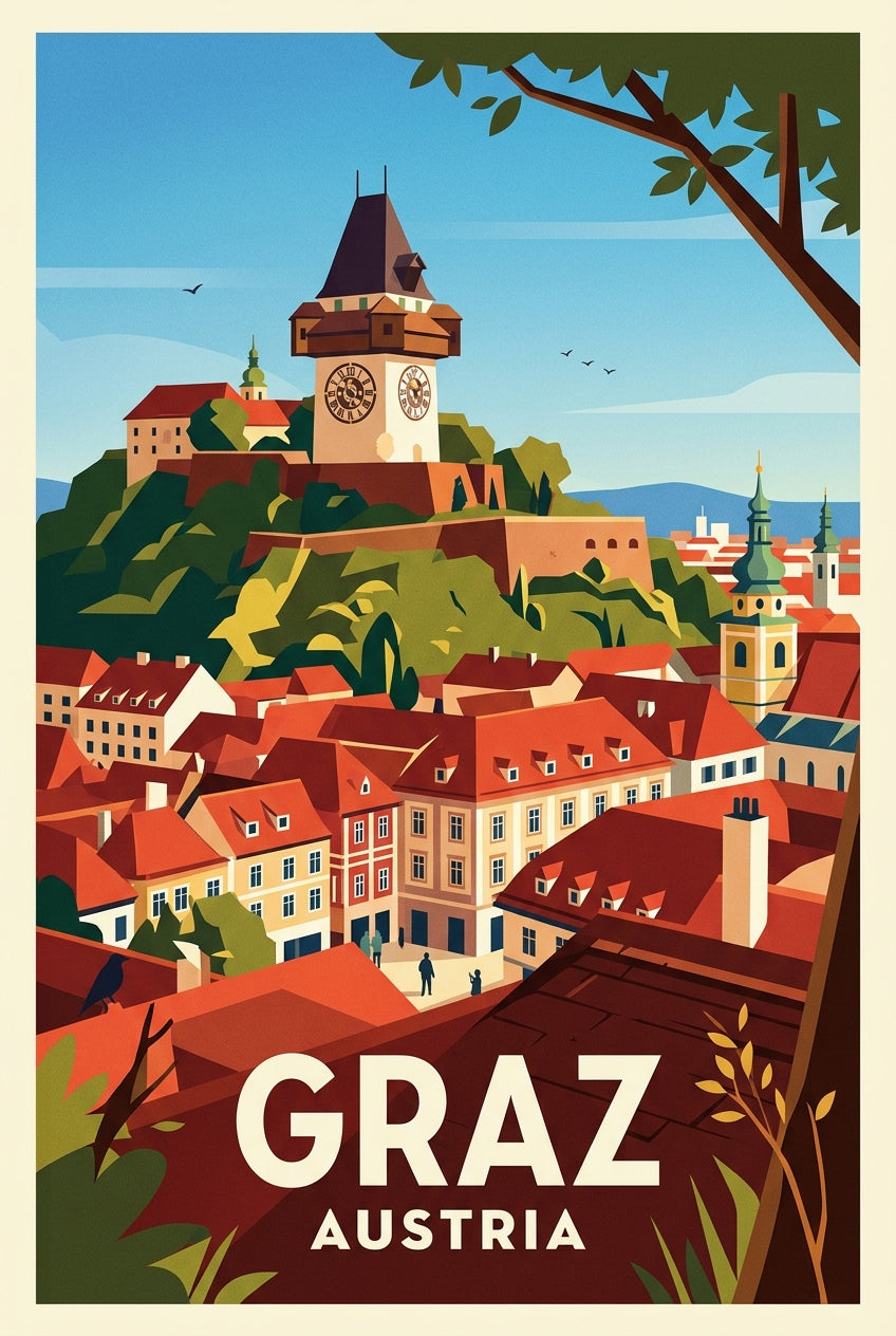 Affiche de Graz, poster Autriche vintage | Afich