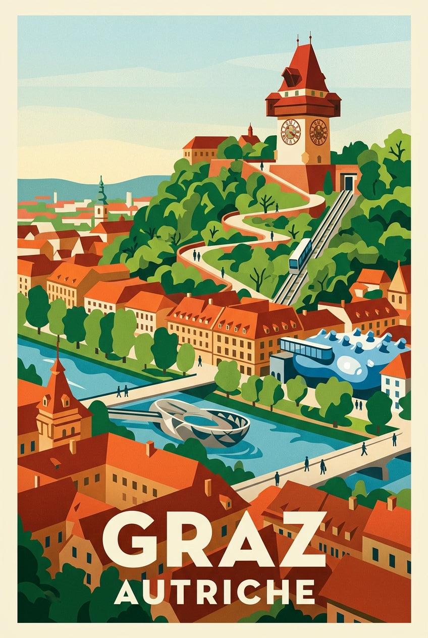 Affiche de Graz, poster Autriche vintage | Afich