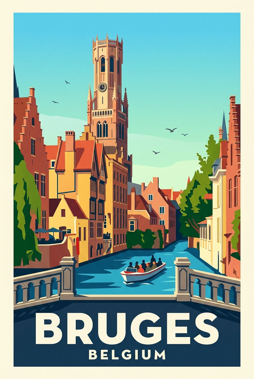 Affiche de Bruges, poster Beffroi de Belgique | Afich