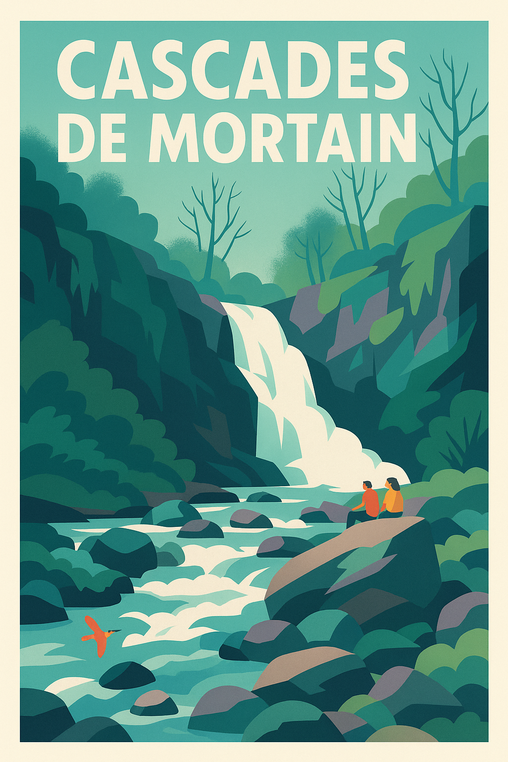 Affiche de Cascades de Mortain - Évasion naturelle en Normandie