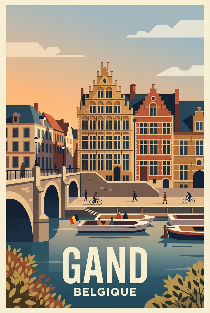 Affiche de Gand, poster maisons flamandes | Afich