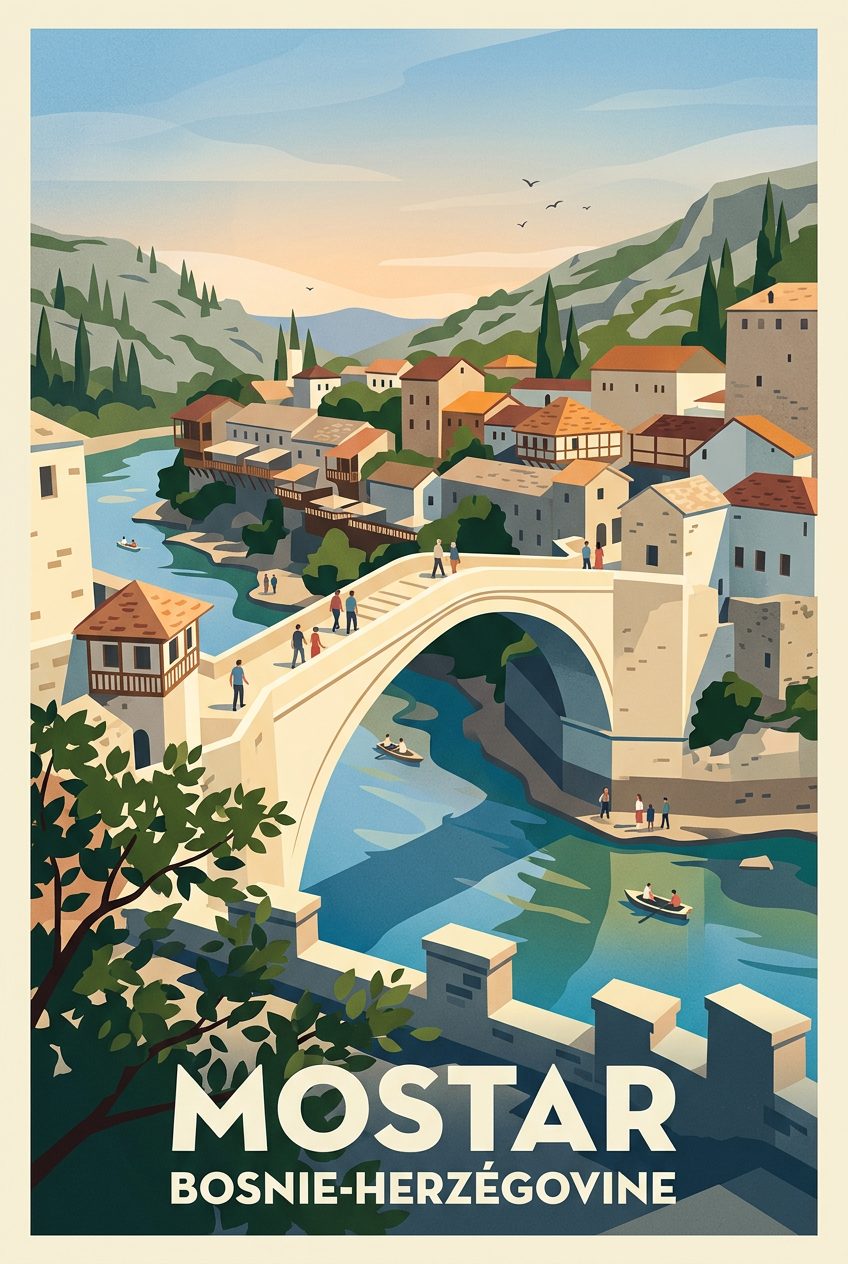 Poster de Mostar, vieux pont de pierre | Afich