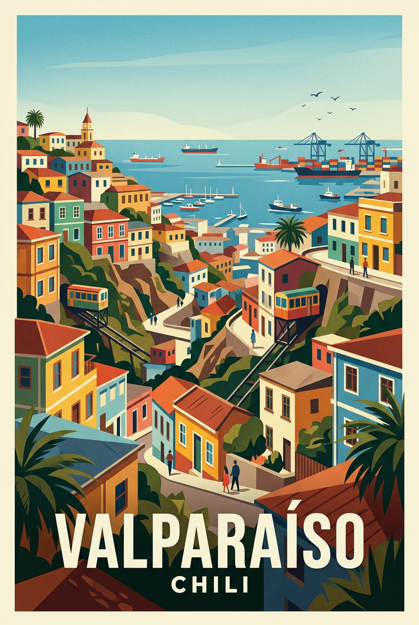 Affiche de Valparaíso, Chili vintage | Afich