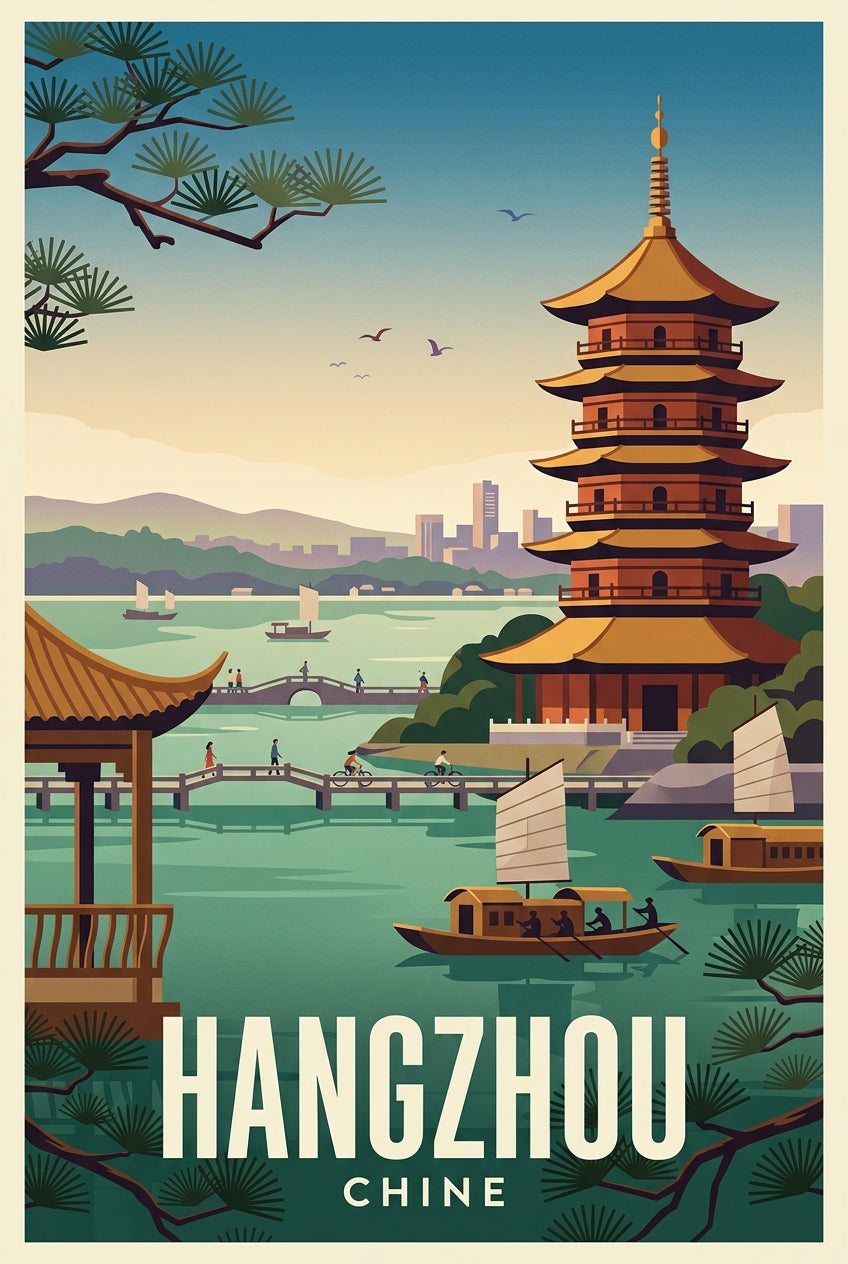 Affiche de Hangzhou, poster paysage de Chine | Afich