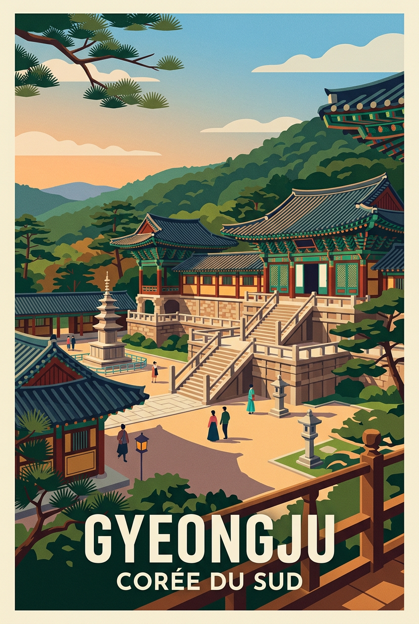 Affiche de Gyeongju, temple Bulguksa Corée du Sud | Afich