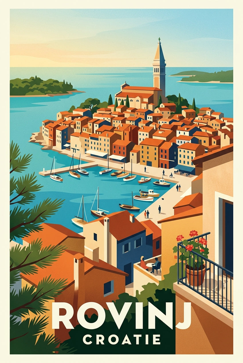 Poster de Rovinj, affiche port d'Istrie | Afich