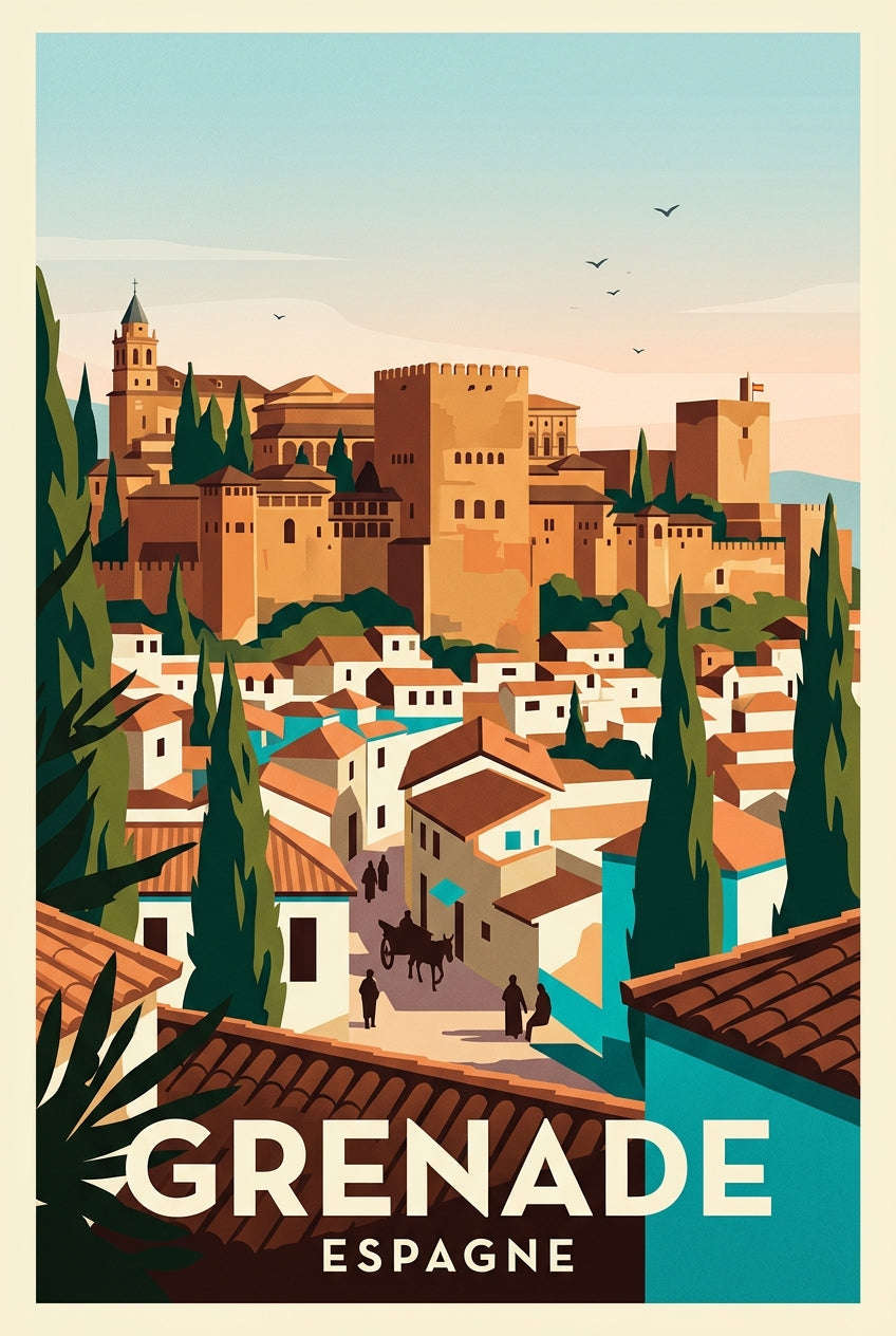 Affiche de Grenade, Alhambra et Albaicín | Afich