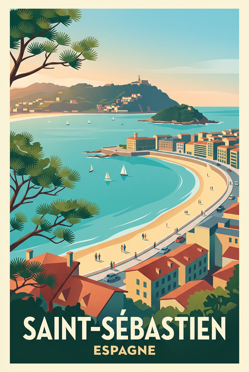 Affiche de Saint-Sébastien, baie de la Concha | Afich