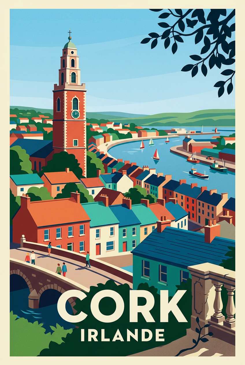 Affiche de Cork, poster église Shandon Irlande | Afich