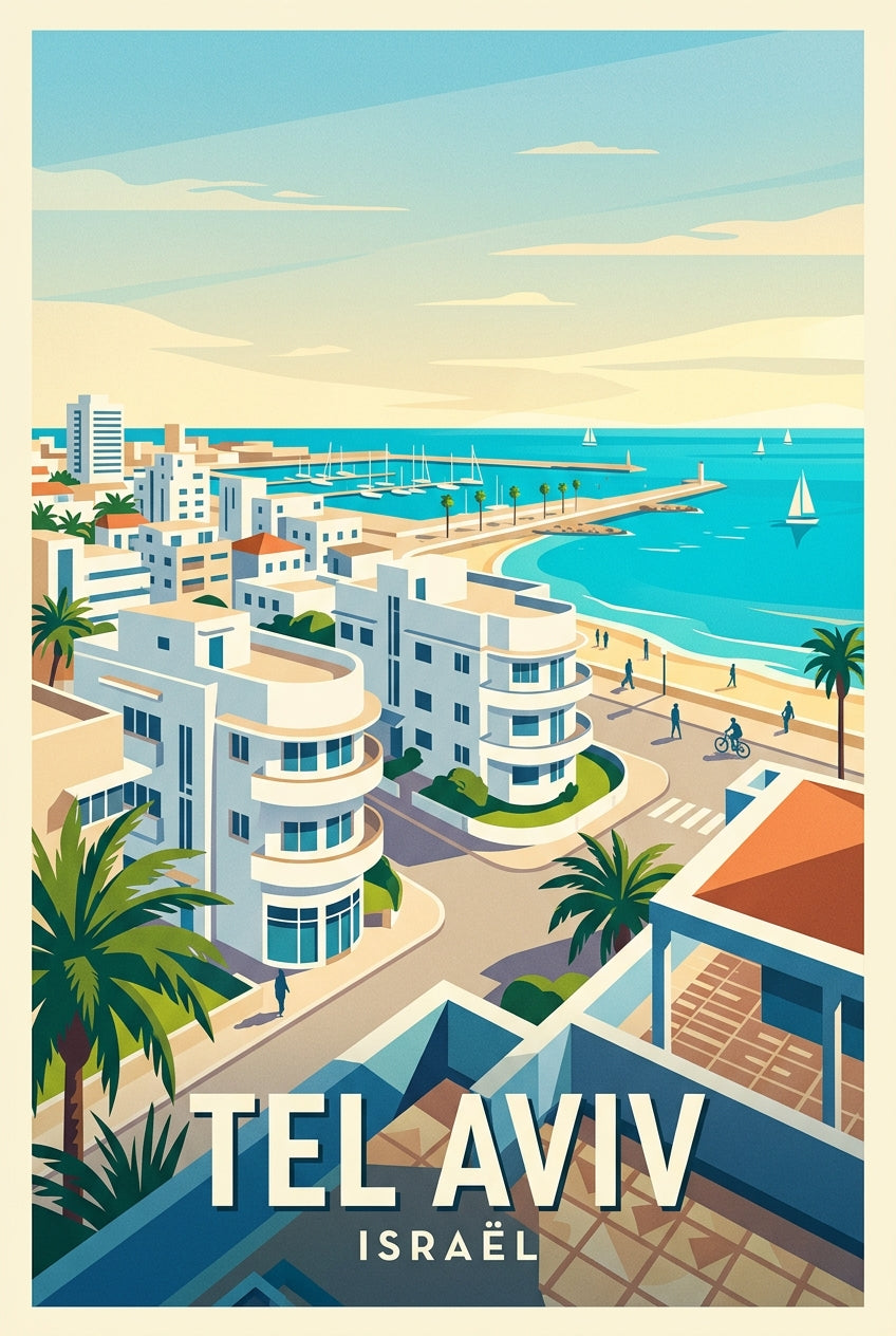 Affiche de Tel Aviv, poster paysage côtier | Afich