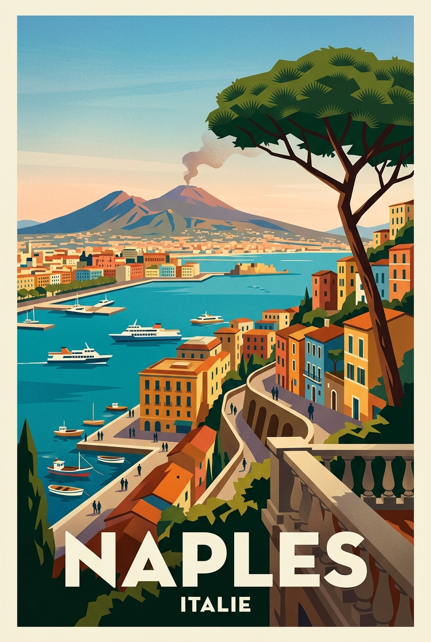 Affiche de Naples, le Vésuve et la baie | Afich