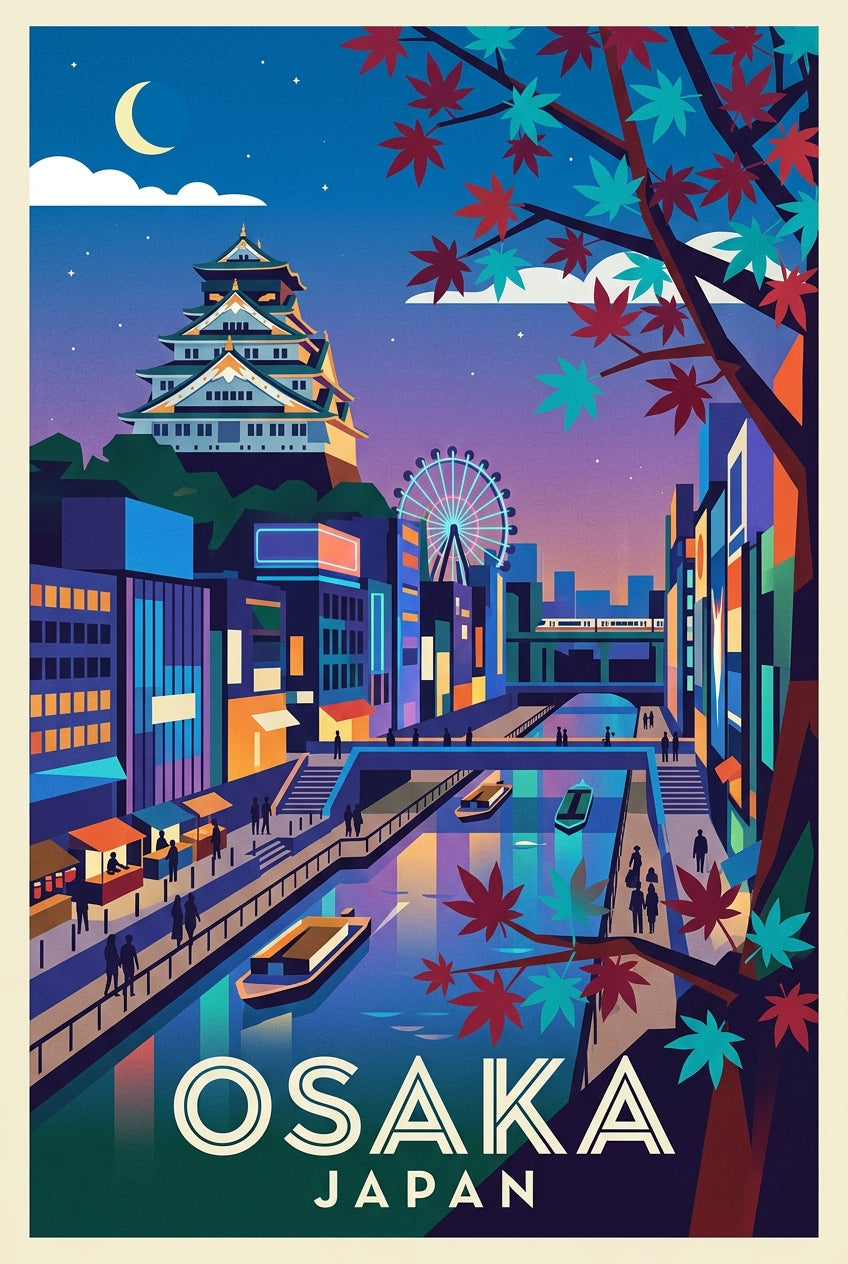 Affiche d'Osaka, poster ville du Japon | Afich