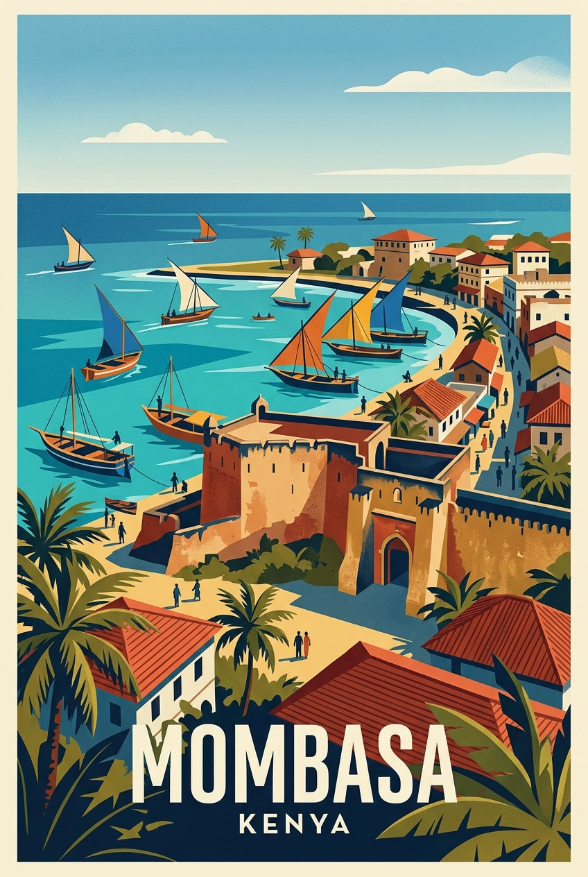 Affiche de Mombasa, poster Kenya littoral | Afich