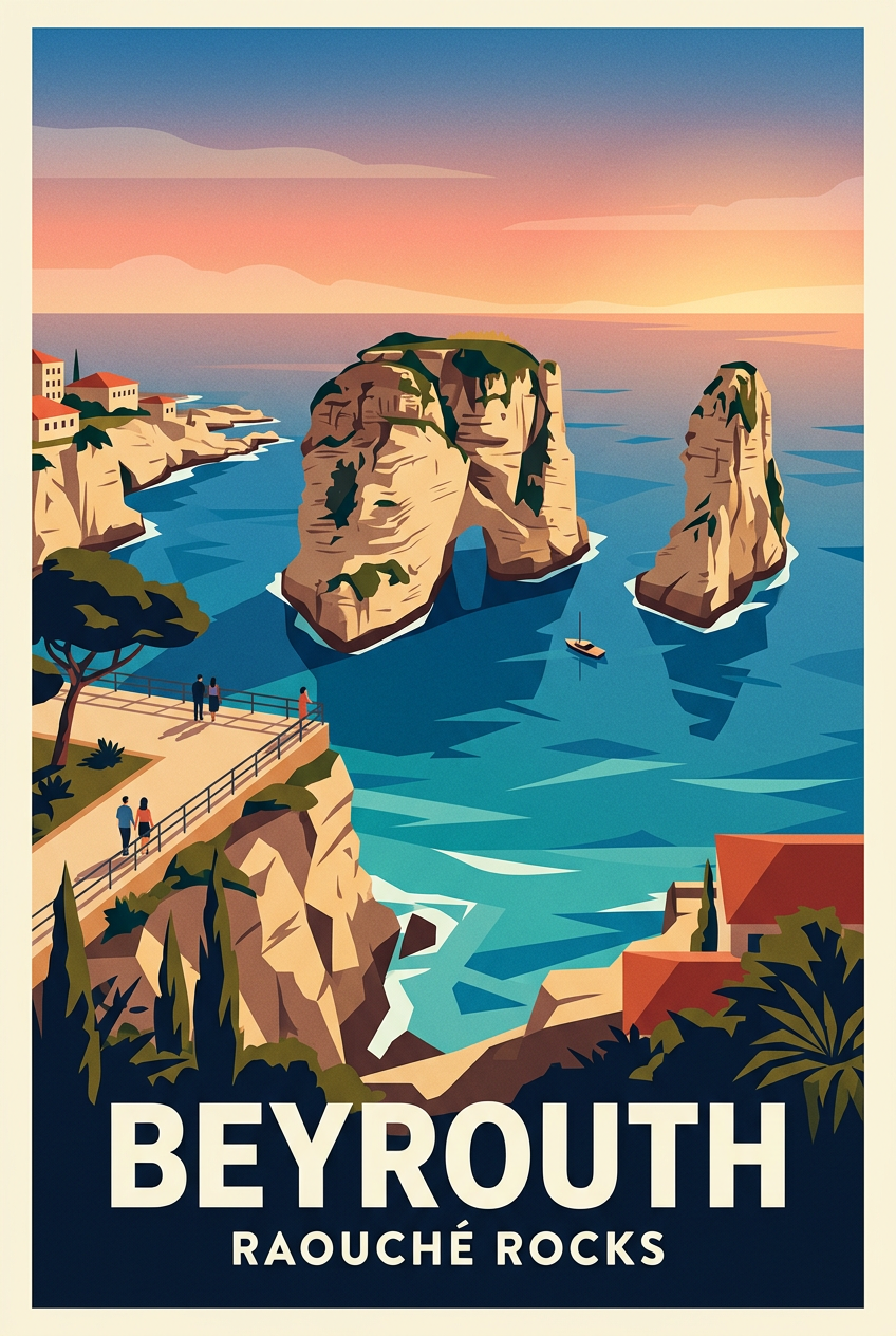 Affiche de Beyrouth, Raouché Rocks | Afich