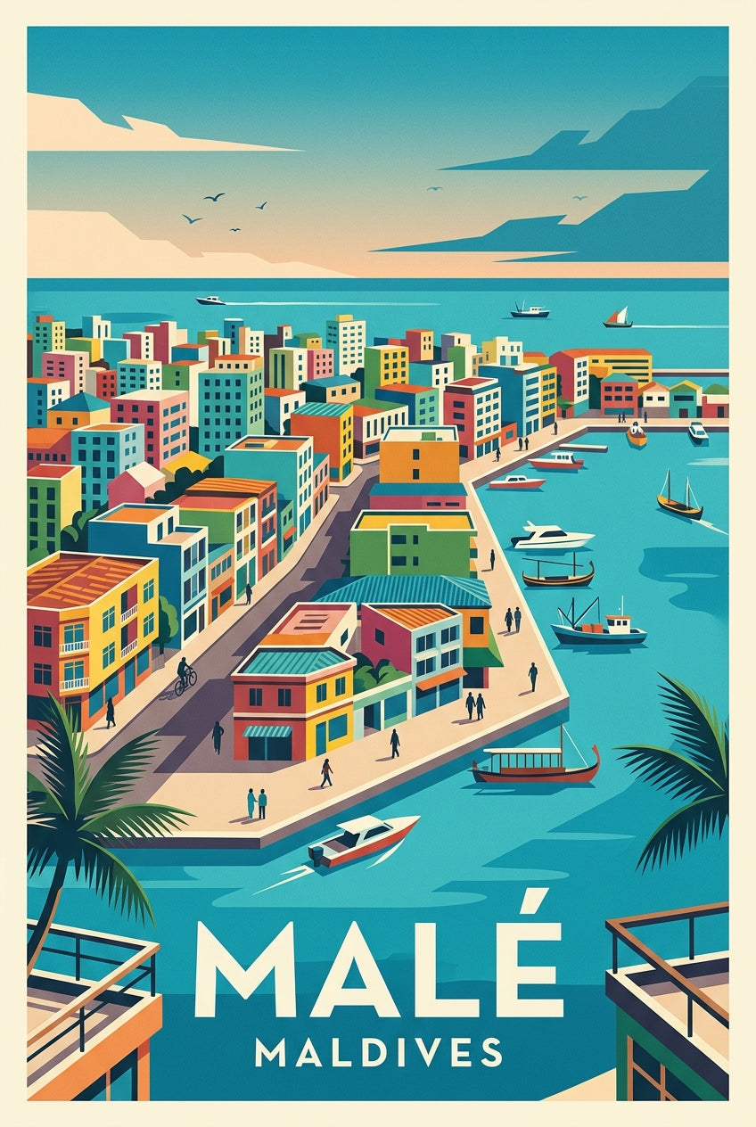 Poster de Malé, affiche Maldives port et ville | Afich