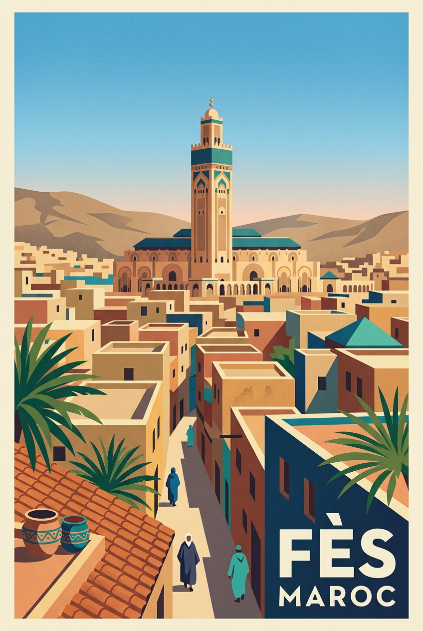 Poster de Fès, affiche ville du Maroc | Afich