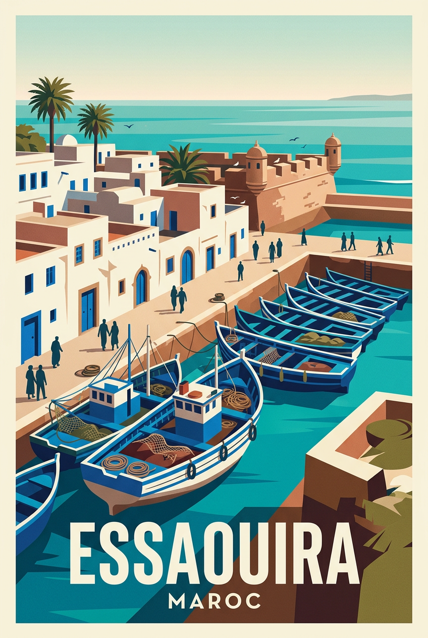 Affiche d'Essaouira, poster ville du Maroc | Afich