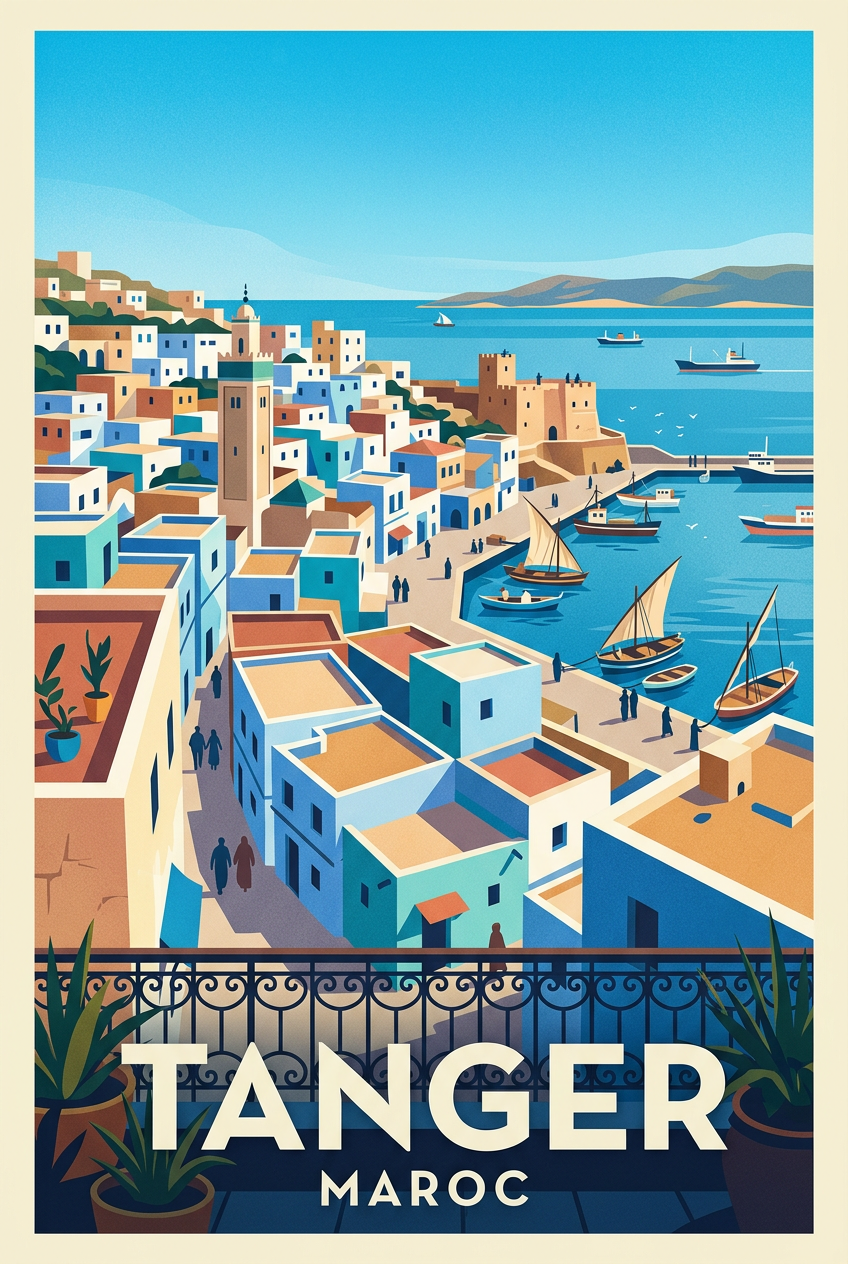 Affiche de Tanger, poster vue sur le port | Afich