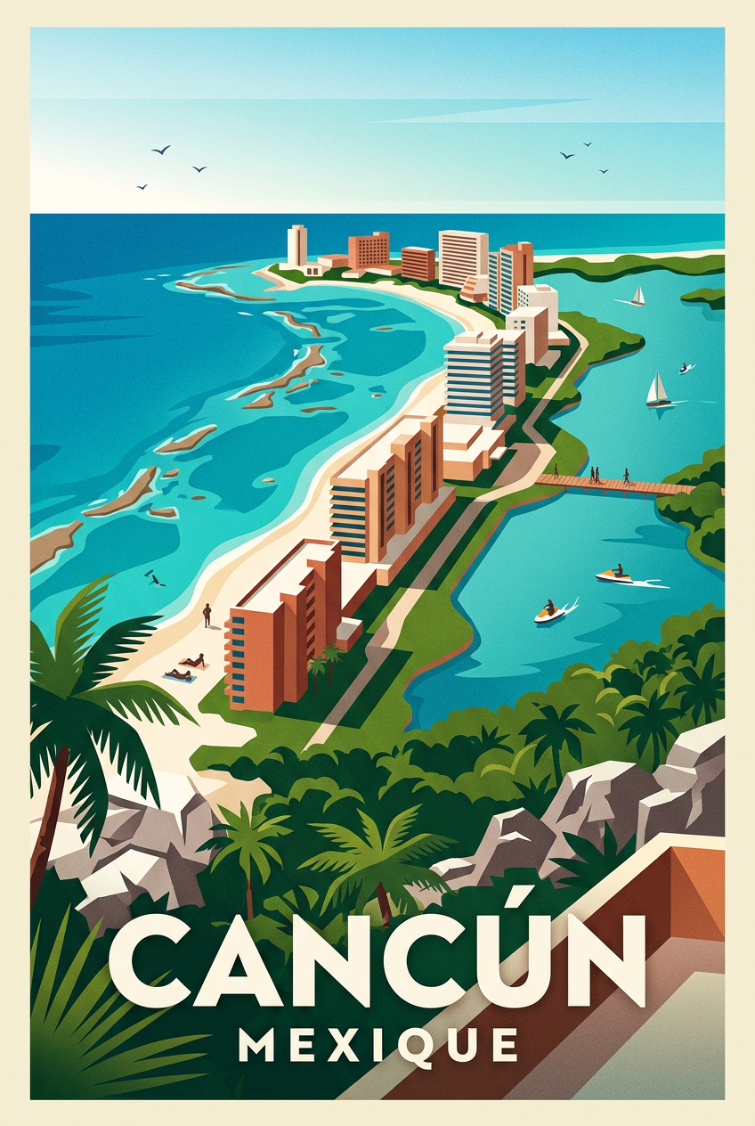 Poster de Cancún, poster Mexique souvenir | Afich