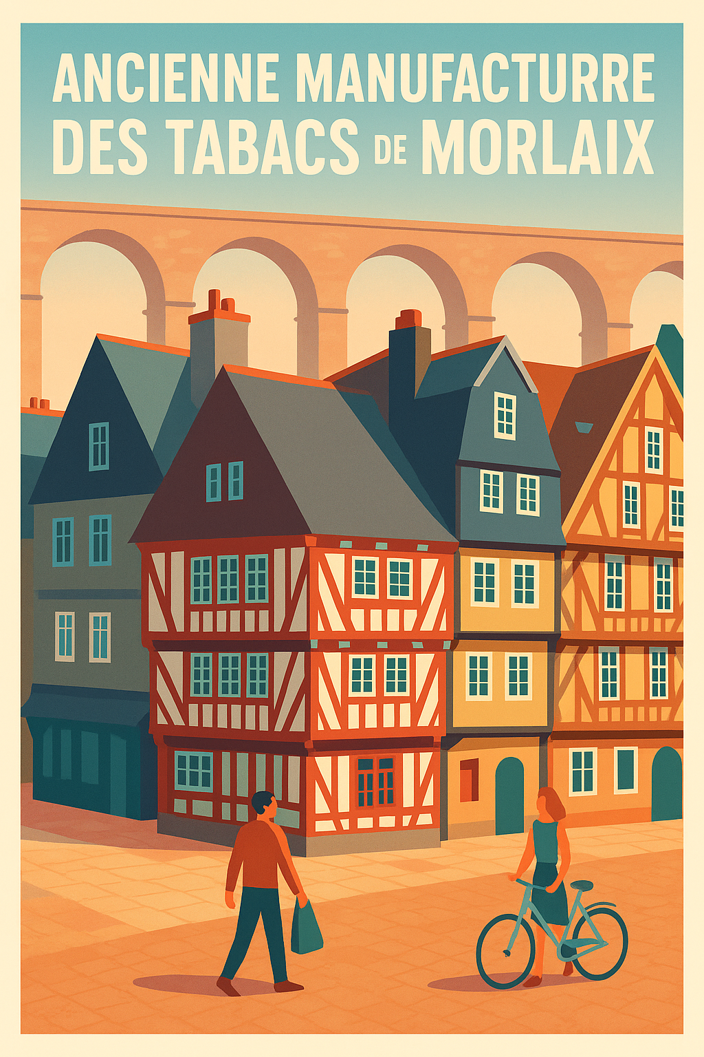 Affiche de Morlaix - L'élégance historique de la Manufacture et du Viaduc