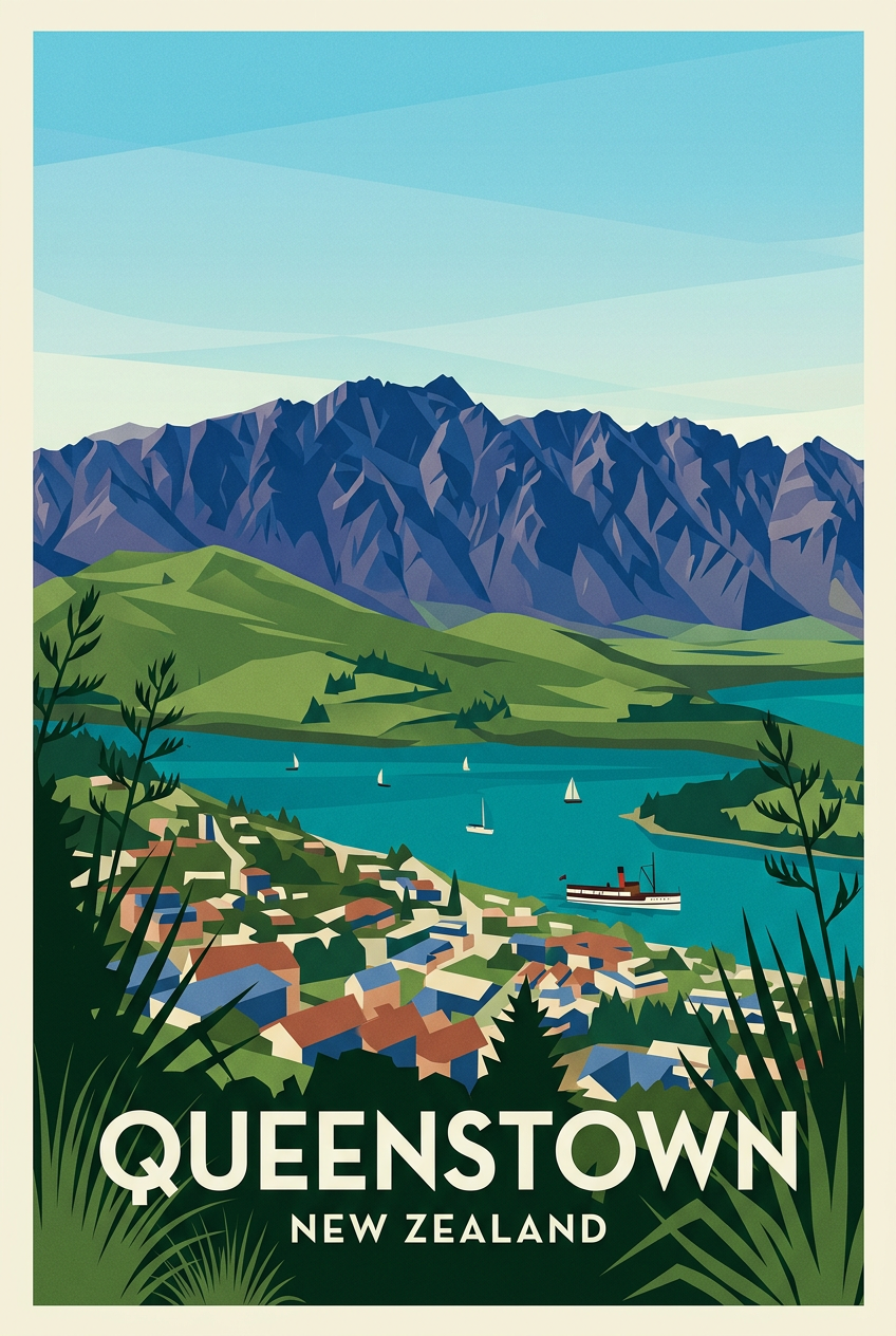 Poster de Queenstown, affiche Nouvelle-Zélande | Afich