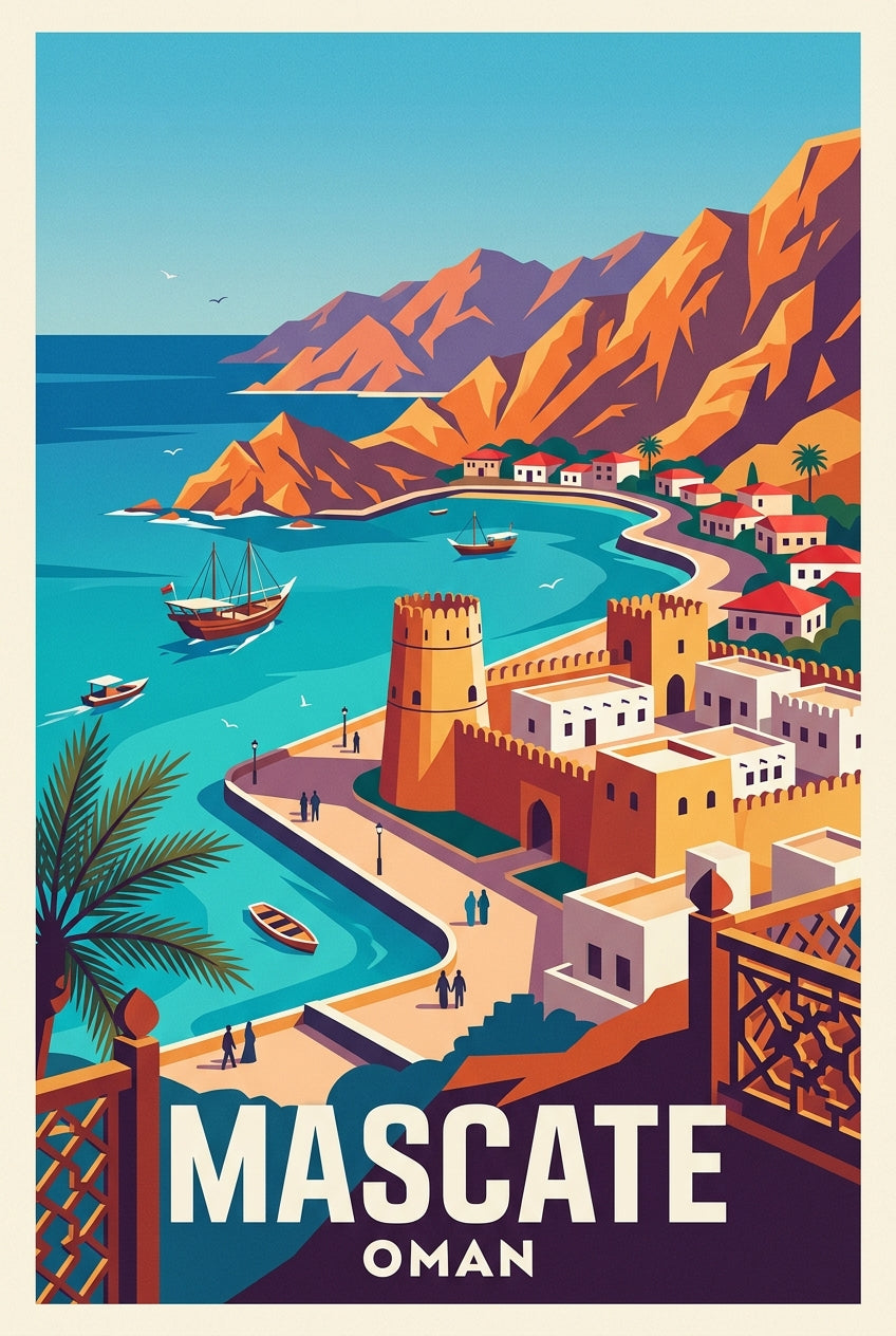 Affiche de Mascate, poster port d'Oman | Afich
