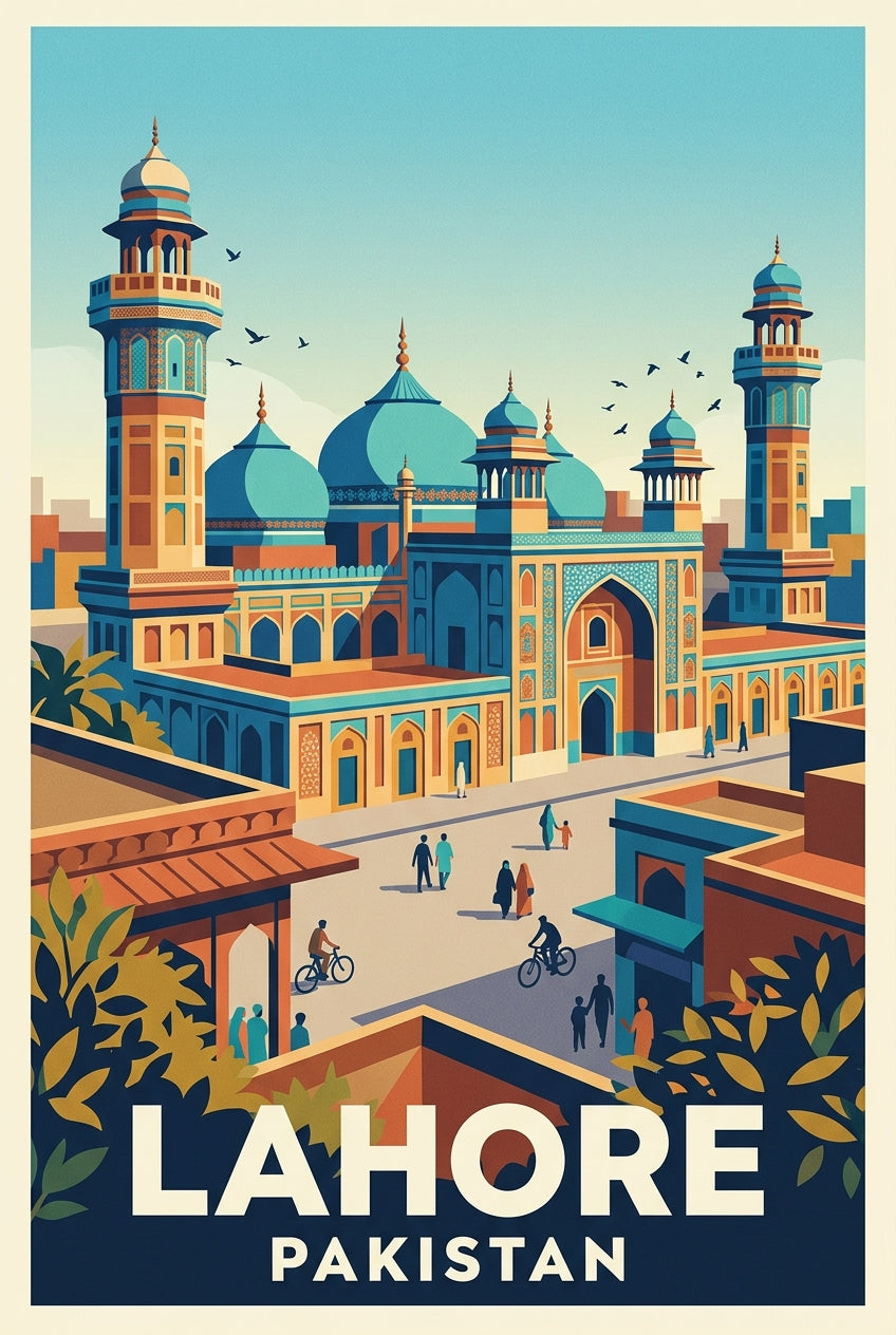 Affiche du Pakistan, Lahore mosquée bleue | Afich