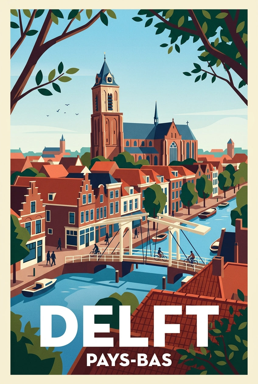 Affiche de Delft, poster ville des Pays-Bas | Afich