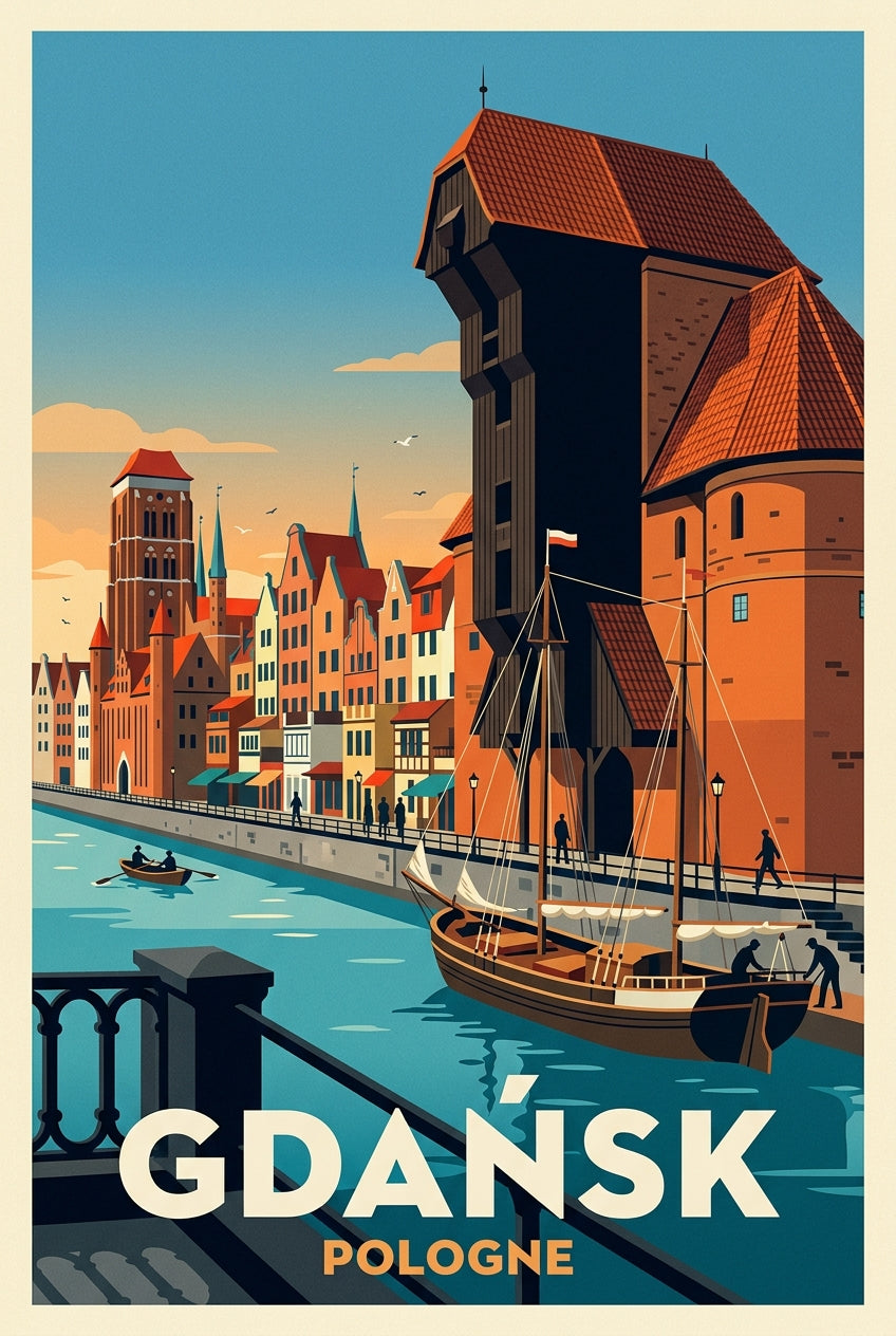 Affiche de Gdańsk, poster ville de Pologne | Afich