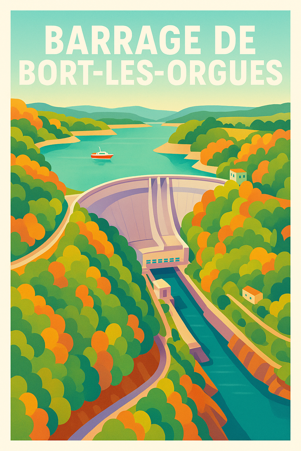 Affiche de Barrage de Bort-les-Orgues - L'élégance architecturale au cœur de l'Auvergne