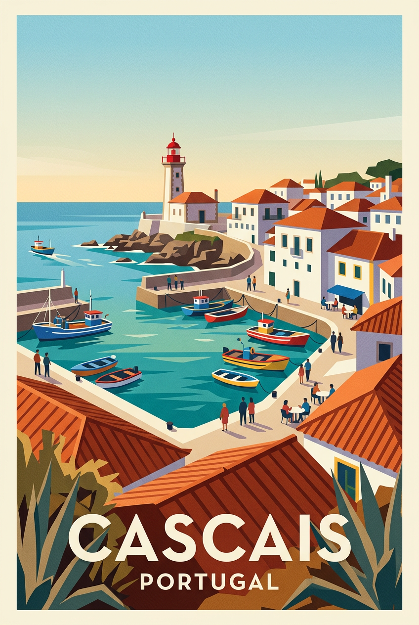 Affiche de Cascais, poster du port portugais | Afich