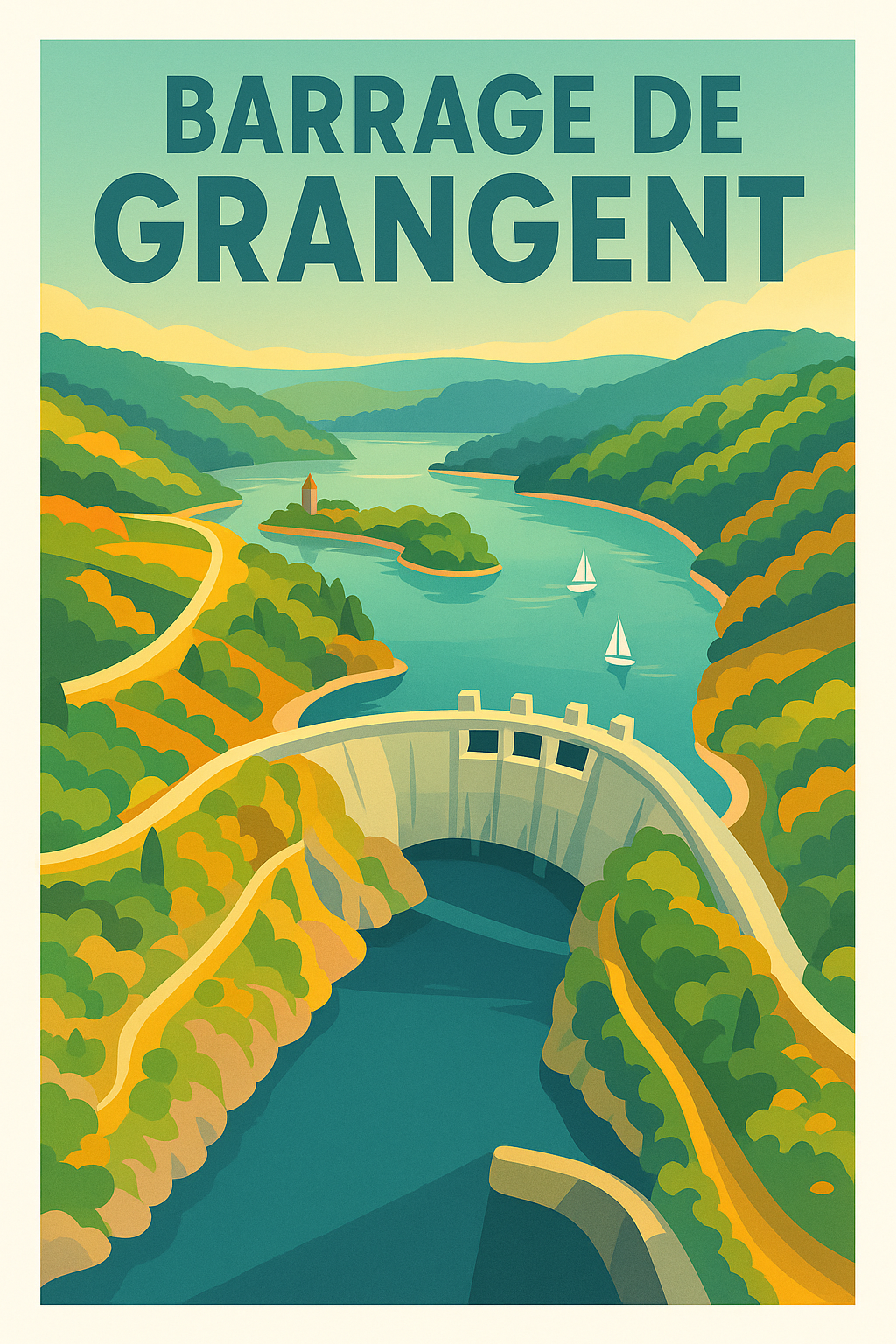 Affiche de Barrage de Grangent - L'éclat sauvage des Gorges de la Loire
