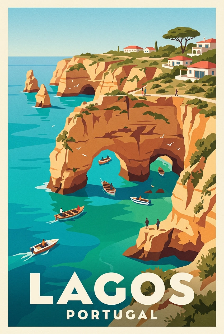 Affiche de Lagos, poster falaises de l'Algarve | Afich