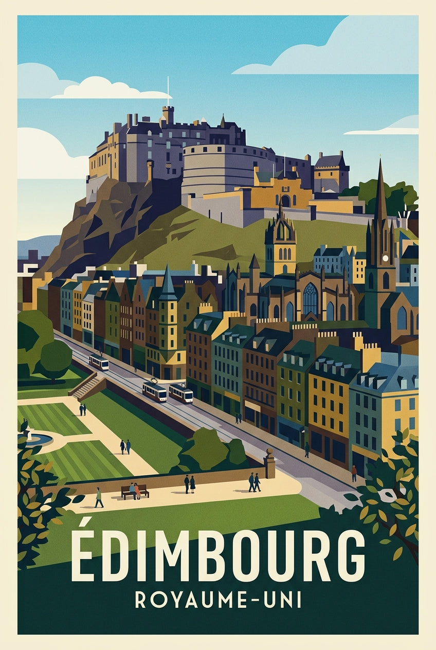 Poster d'Edimbourg, vue panoramique du château | Afich