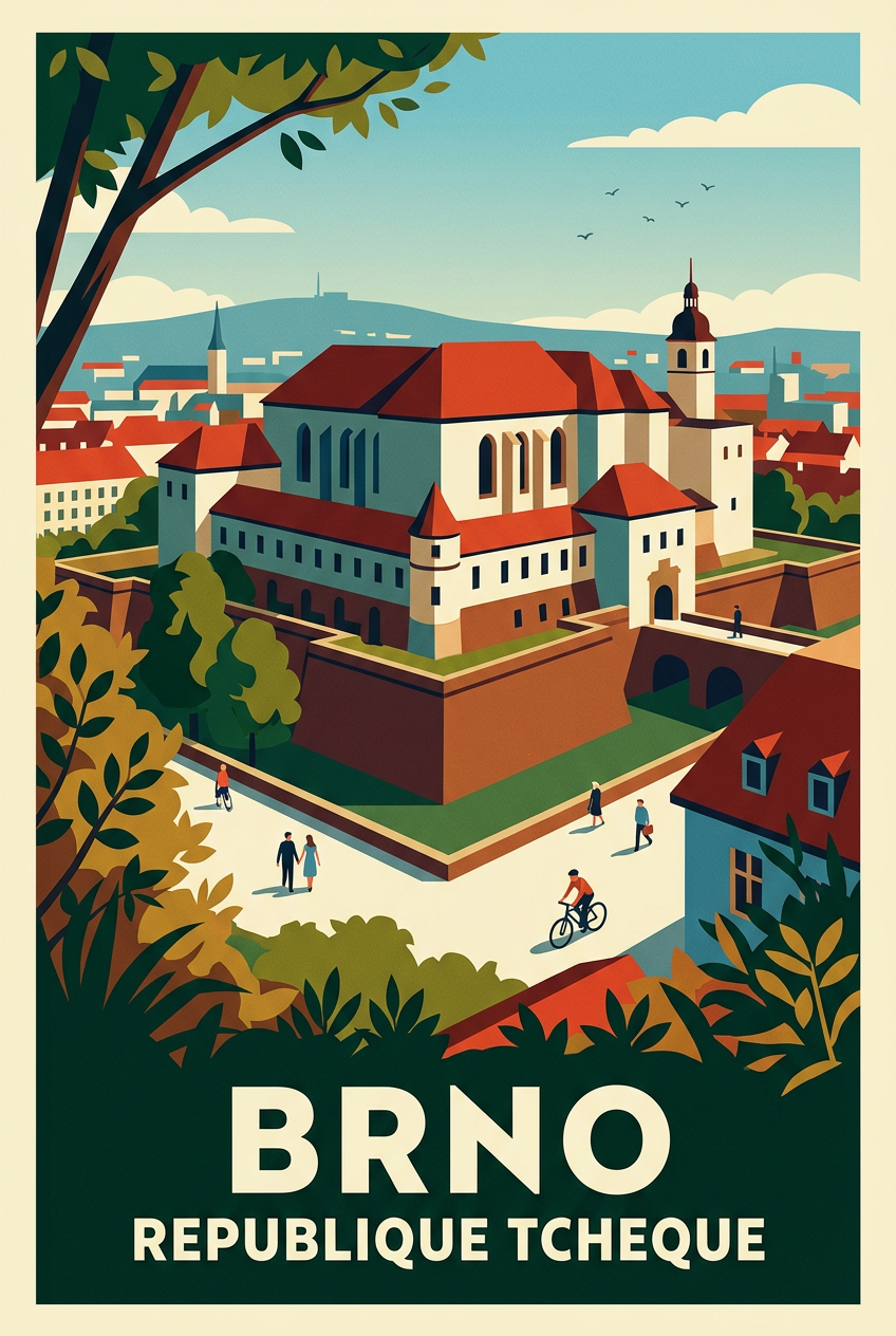 Affiche de Brno, poster château de Spilberk | Afich