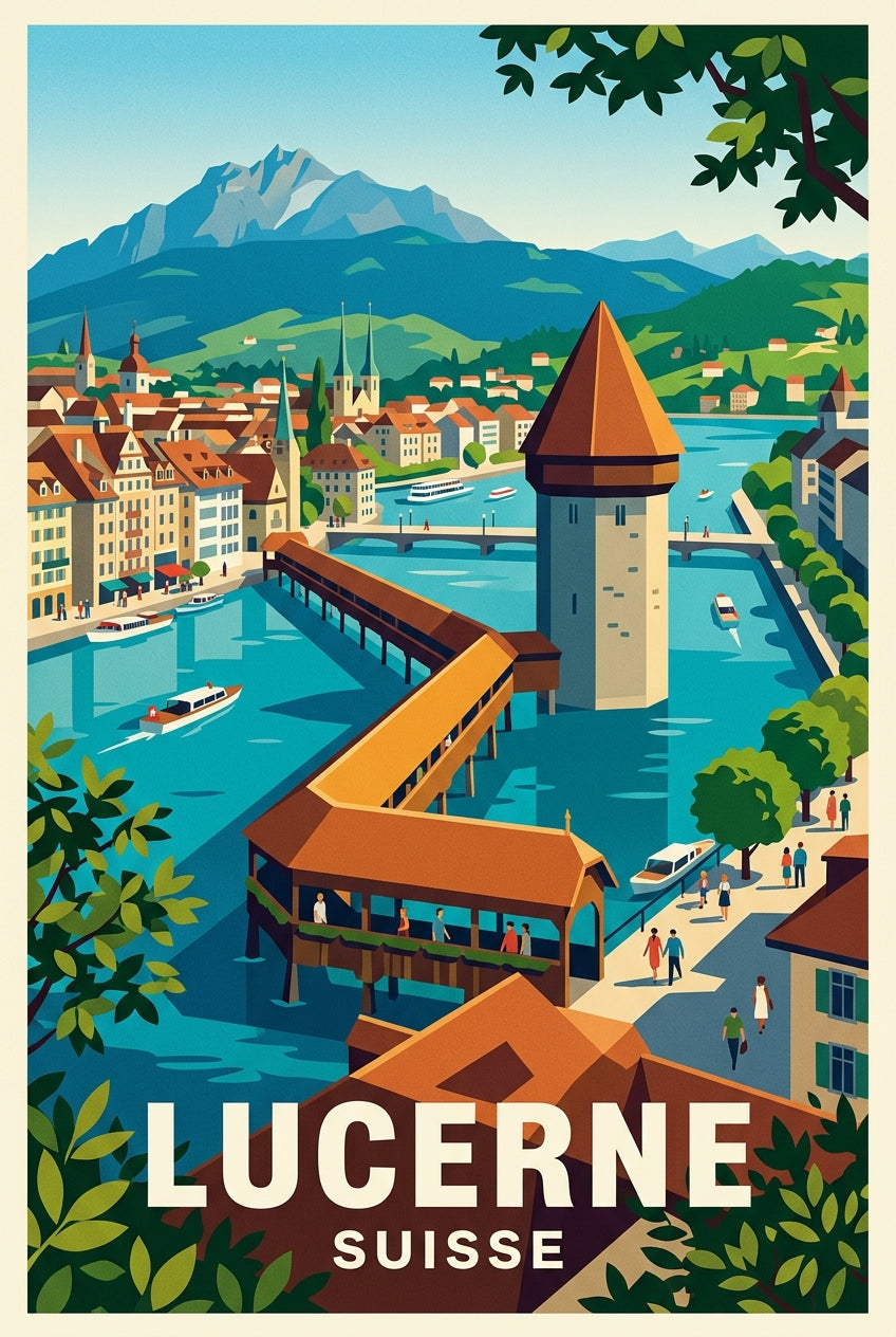 Affiche de Lucerne, poster ville de Suisse | Afich