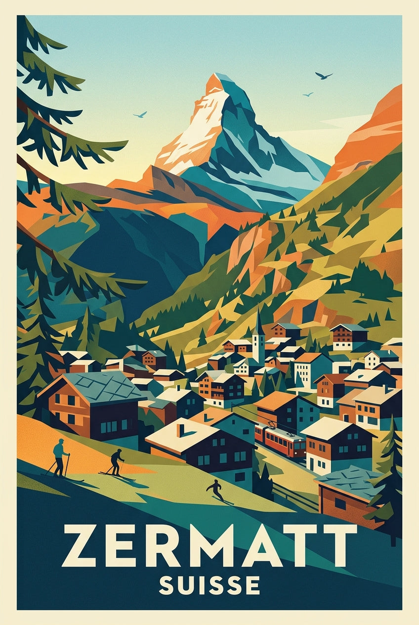 Affiche de Zermatt, poster montagne Suisse | Afich