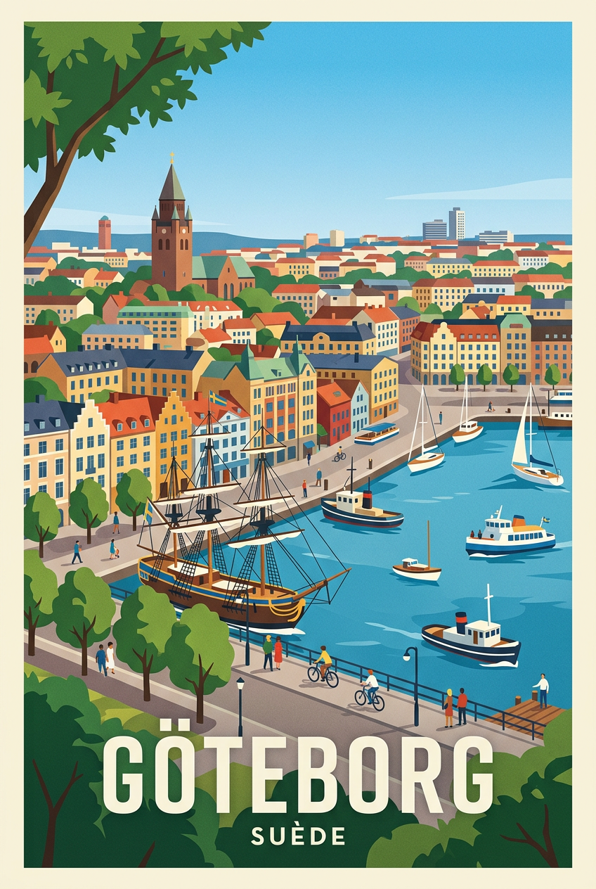 Affiche de Göteborg, poster port de Suède | Afich