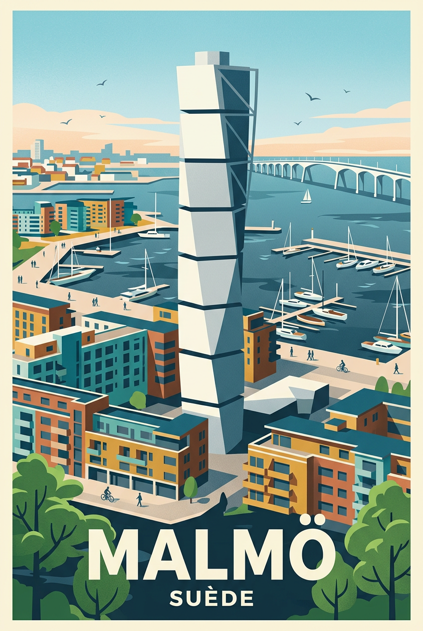 Affiche de Malmö, poster architecture de Suède | Afich