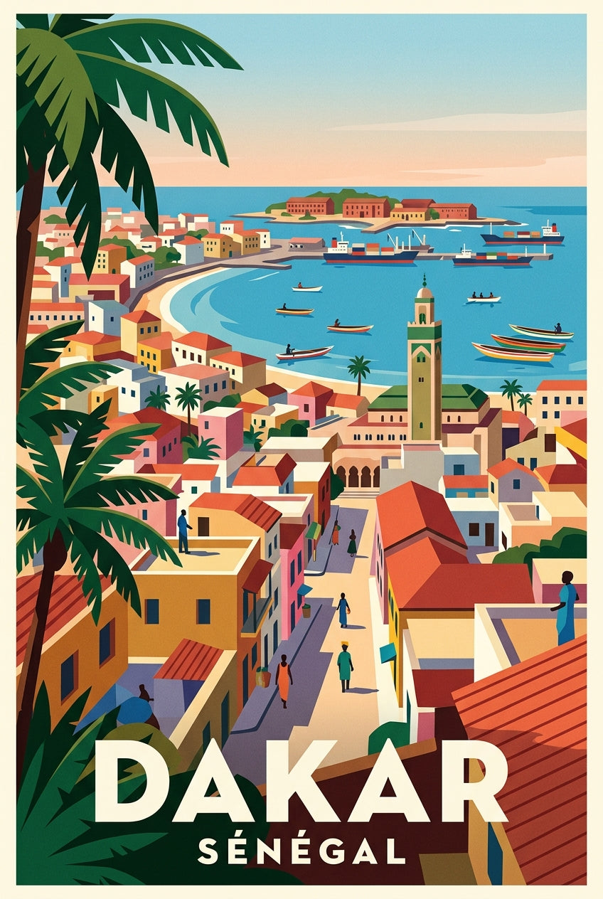 Affiche du Sénégal, poster panorama de Dakar | Afich