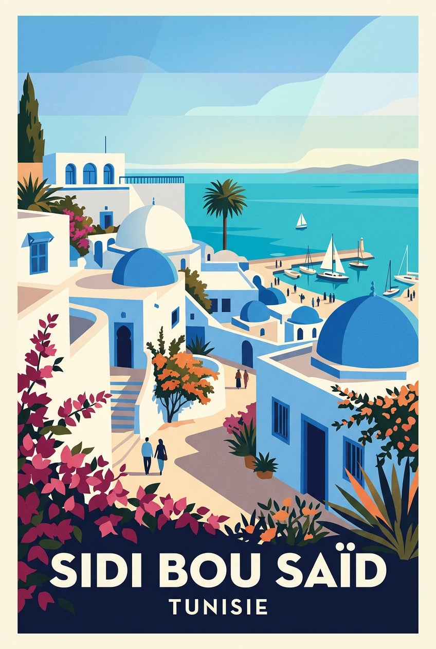 Poster de Sidi Bou Saïd, affiche Tunisie | Afich