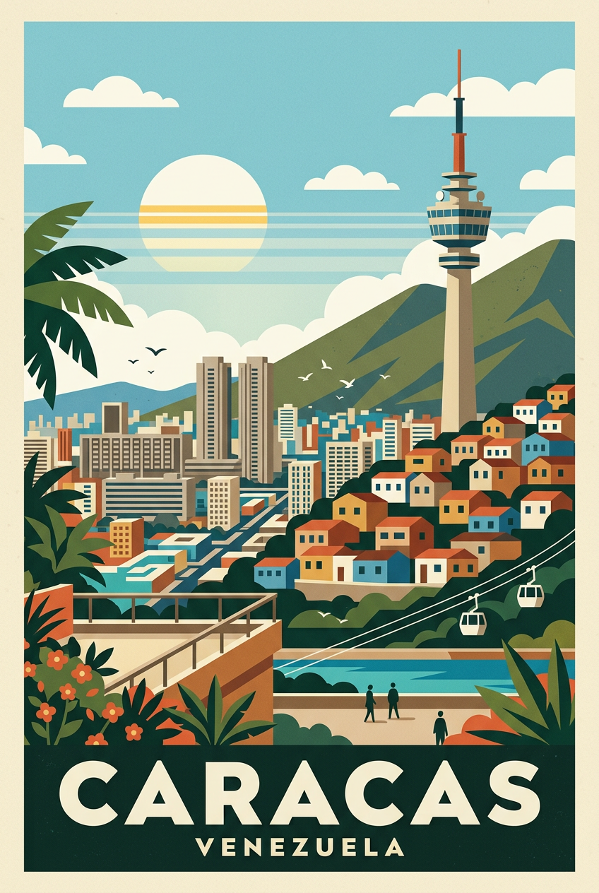 Affiche de Caracas, poster panorama urbain | Afich