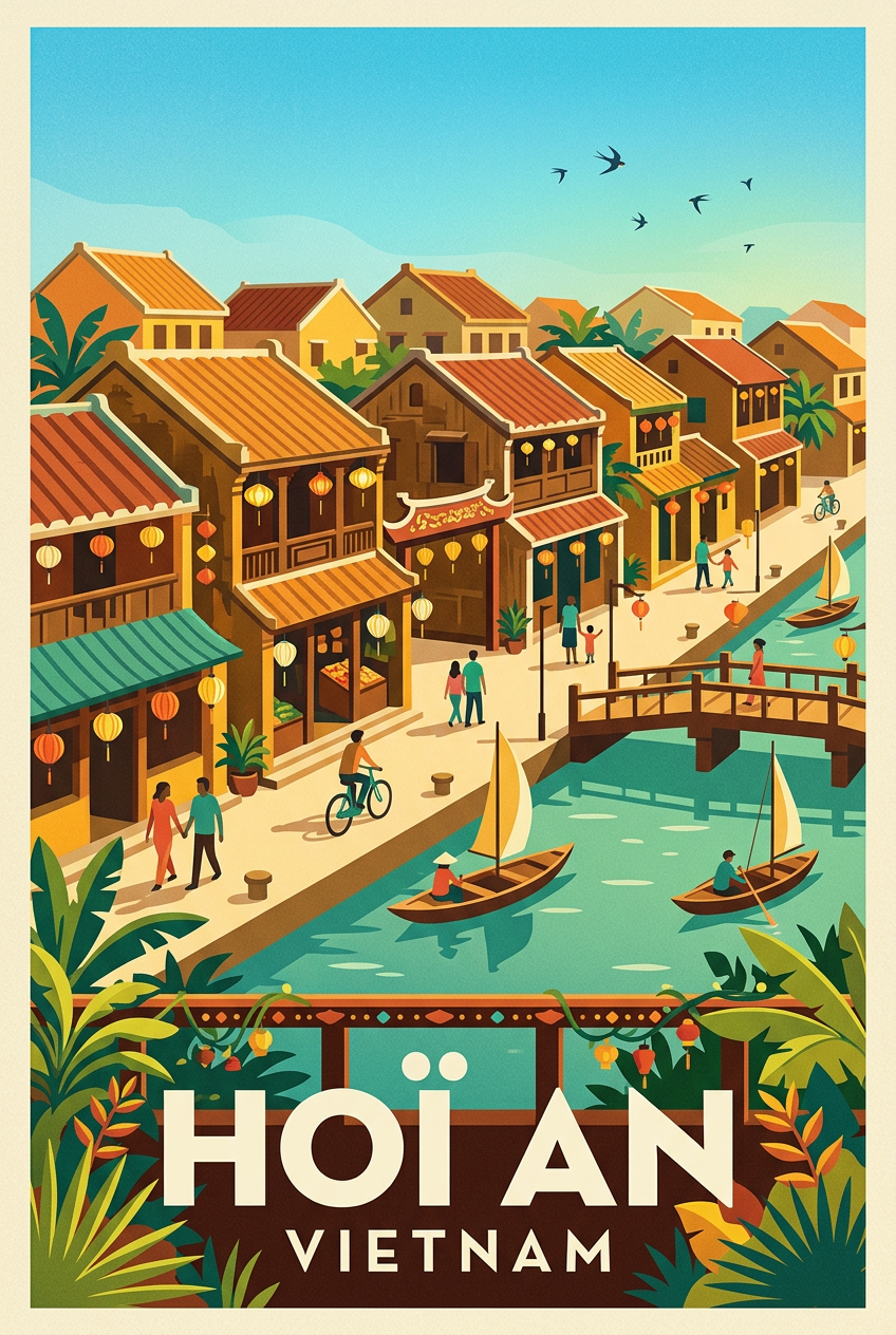 Affiche de Hoi An, poster lanternes du Vietnam | Afich