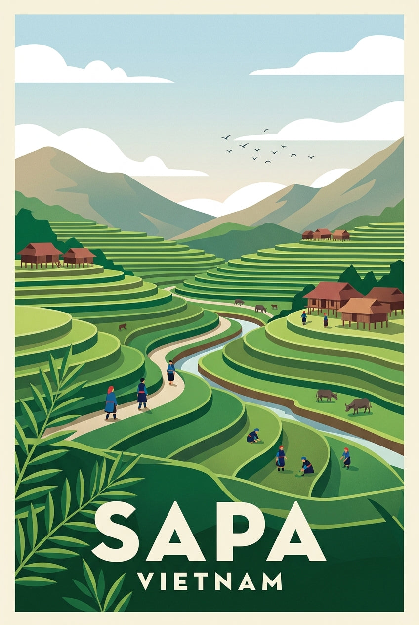 Affiche de Sapa, poster paysage du Vietnam | Afich