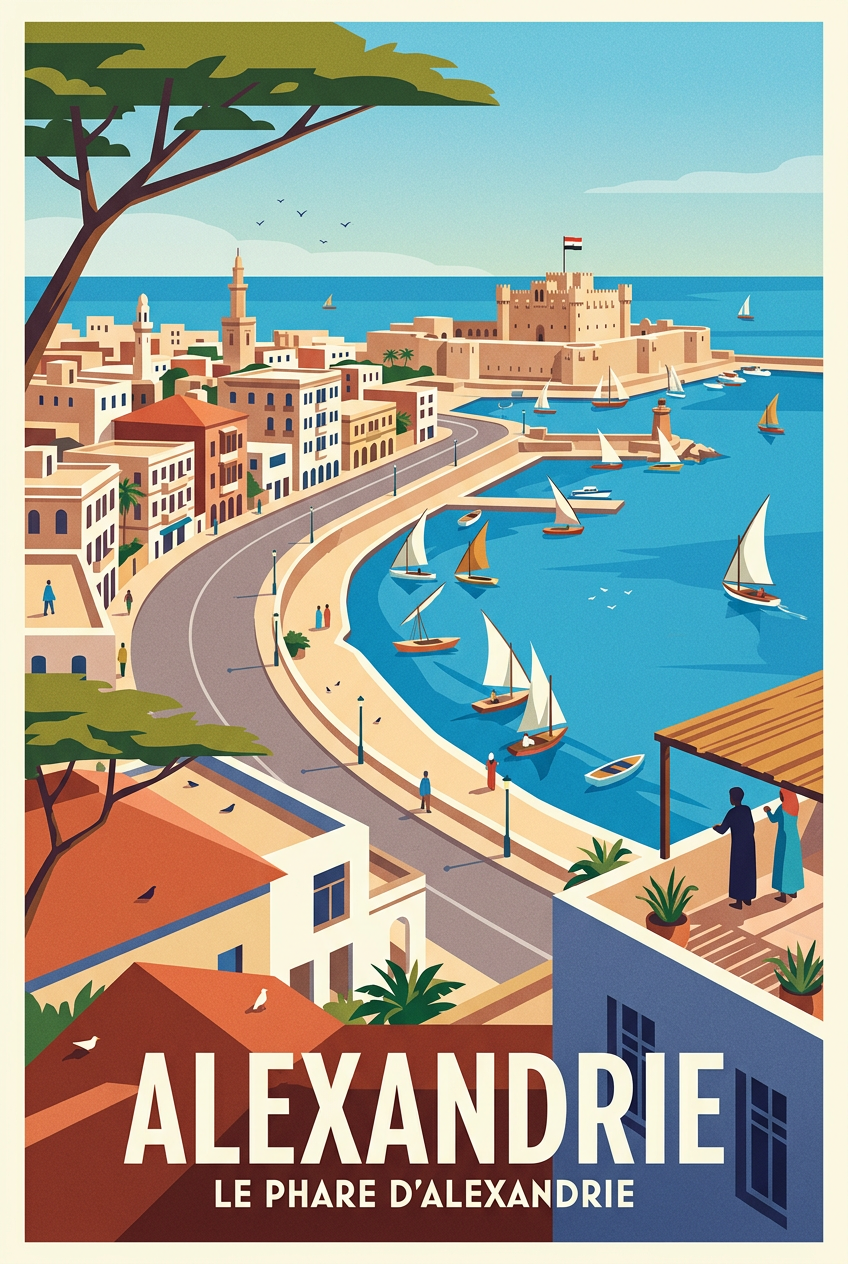 Affiche d'Alexandrie, poster phare d'Égypte | Afich