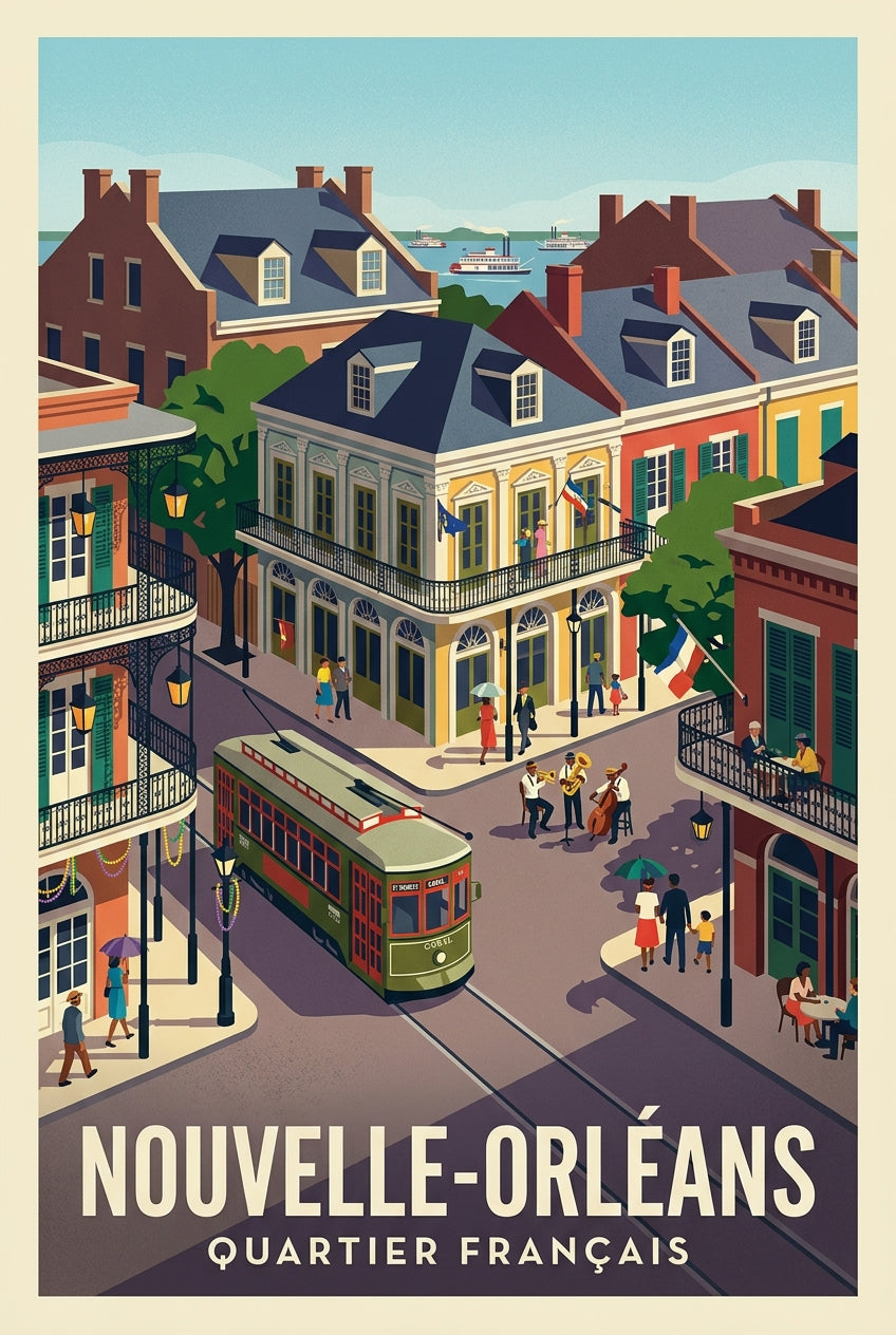 Affiche de la Nouvelle-Orléans, Quartier Français | Afich